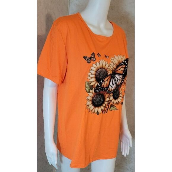 NWOT - Orange Butterfly Tee - Size XL - Picture 2 of 6